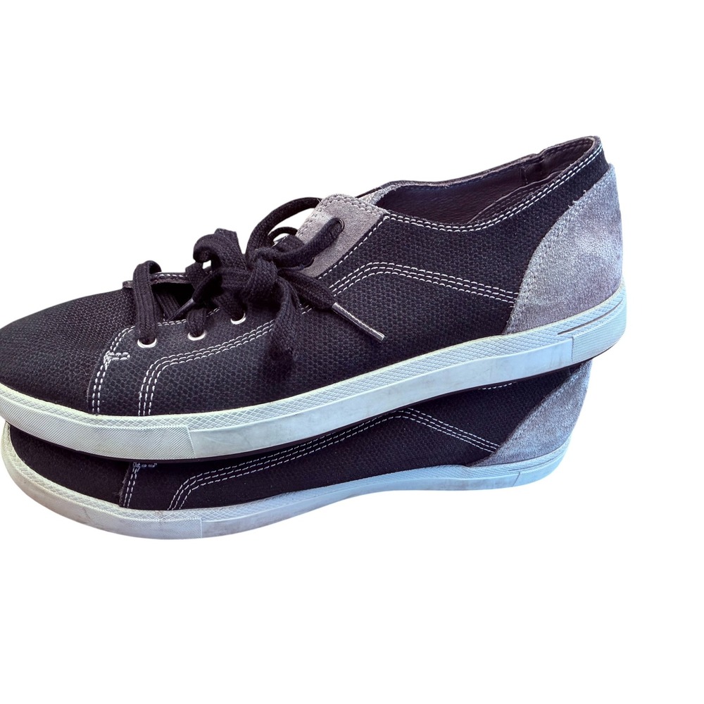 Ahnu Mens Black Canvas Grey Suede Low Top Sneakers AF2569BLK Size 10 US